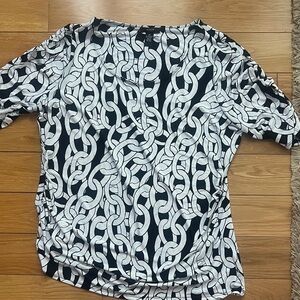 Alfani Black and White Chain Print Blouse